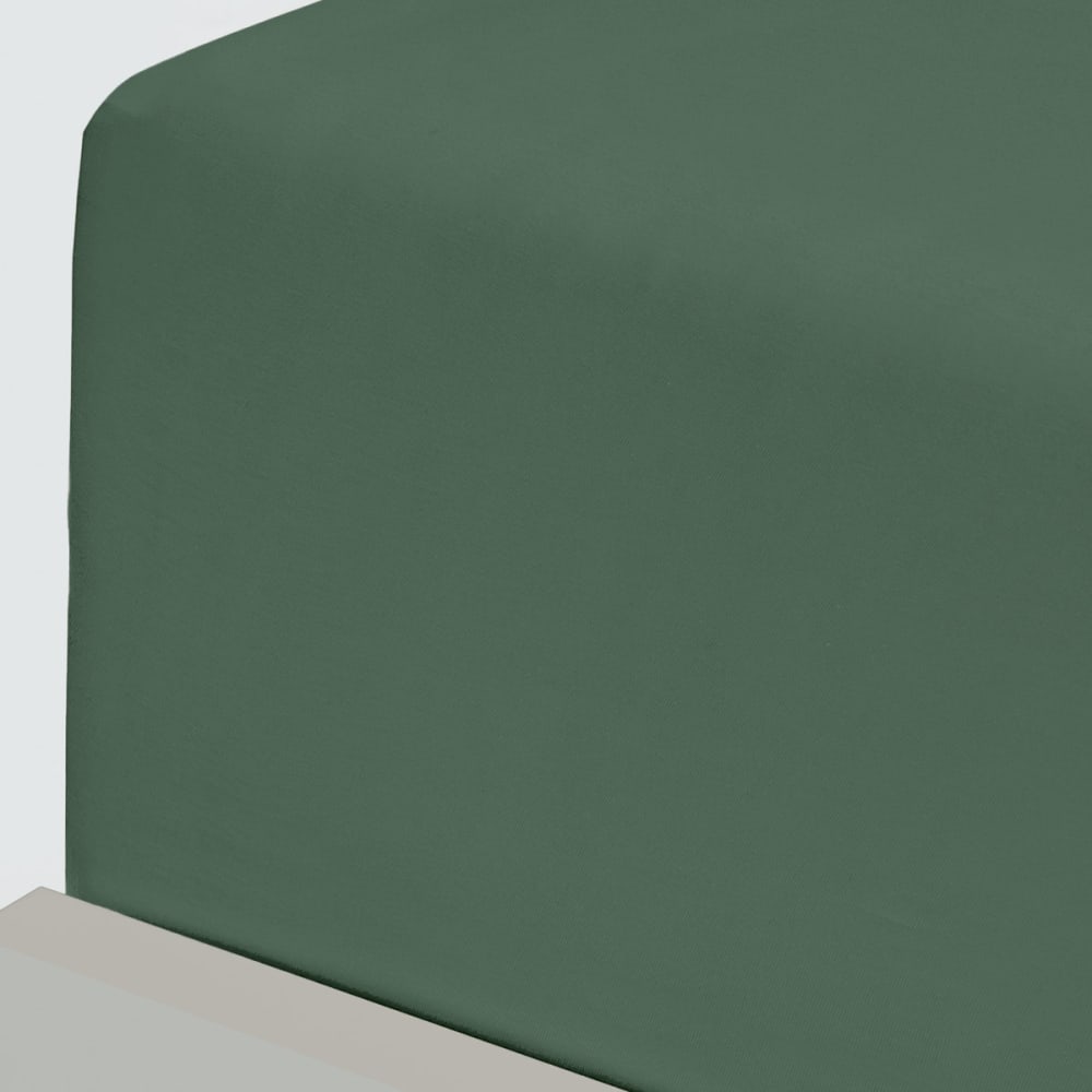 Drap housse flanelle coton bonnet 30 cm lichen 140x190 cm