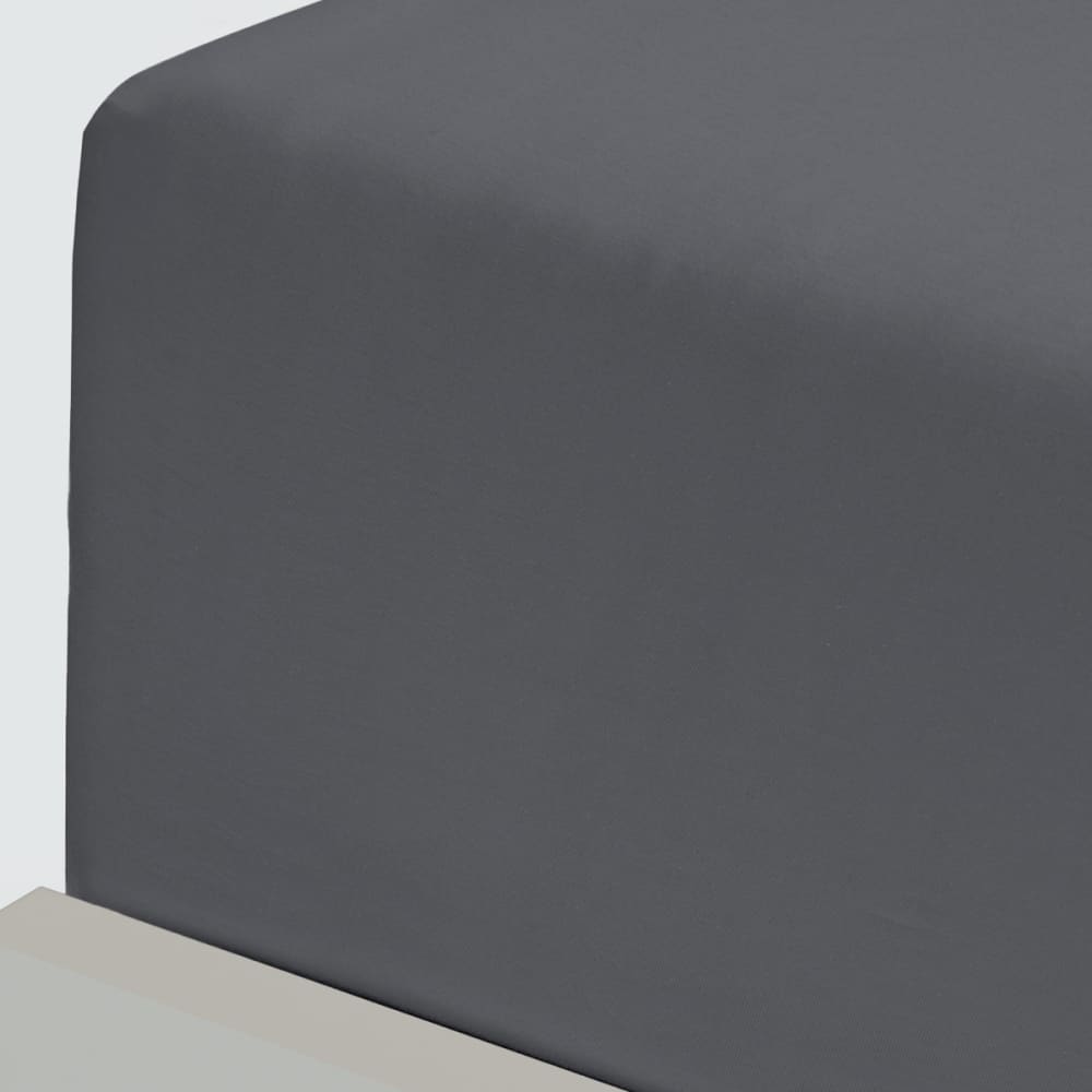 Drap housse flanelle coton bonnet 30 cm anthracite 180x200 cm