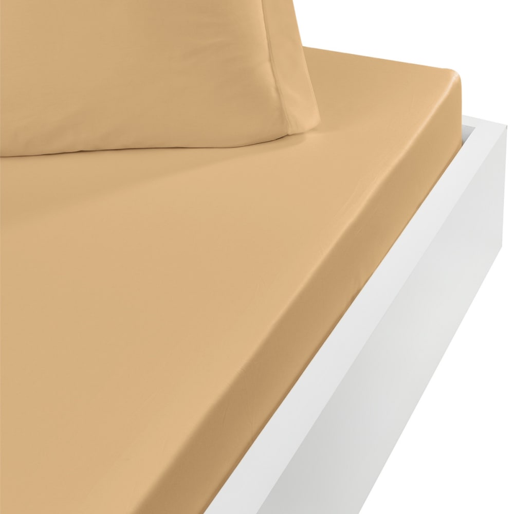 Ddrap housse en coton bonnet 30 cm moka 160x200 cm