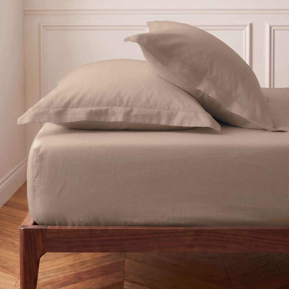 Sensei Maison Drap housse en coton bonnet 30 cm moka 120x190 cm Beige Certifié Oeko-Tex
