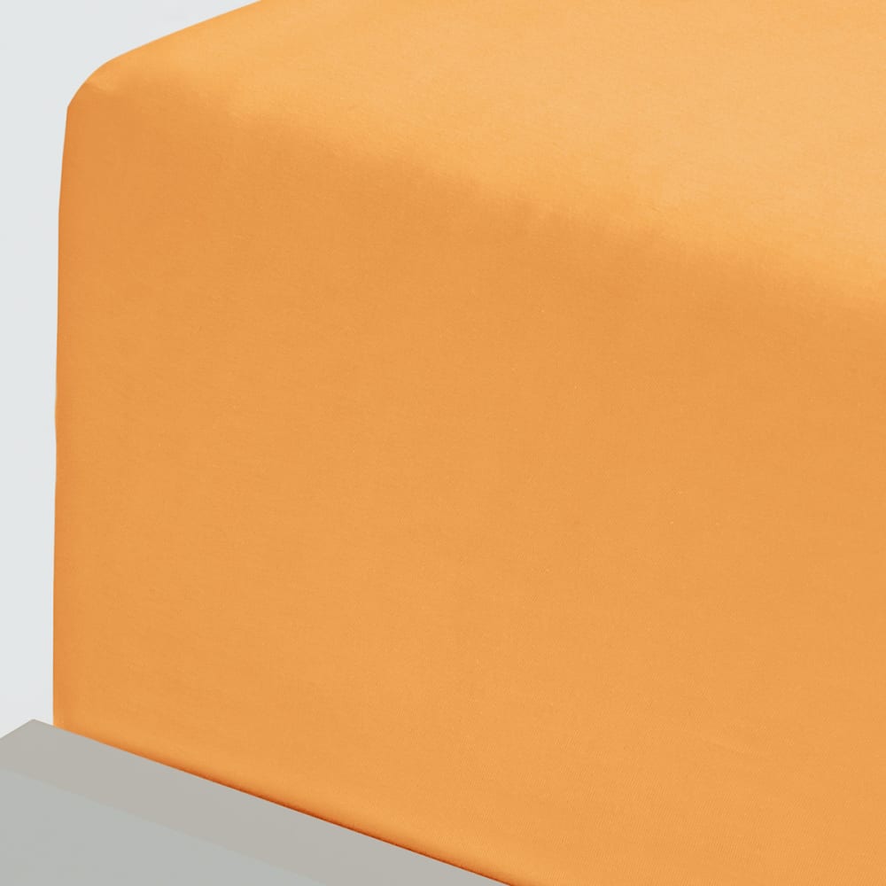 Drap housse flanelle coton bonnet 30 cm caramel 80x200 cm