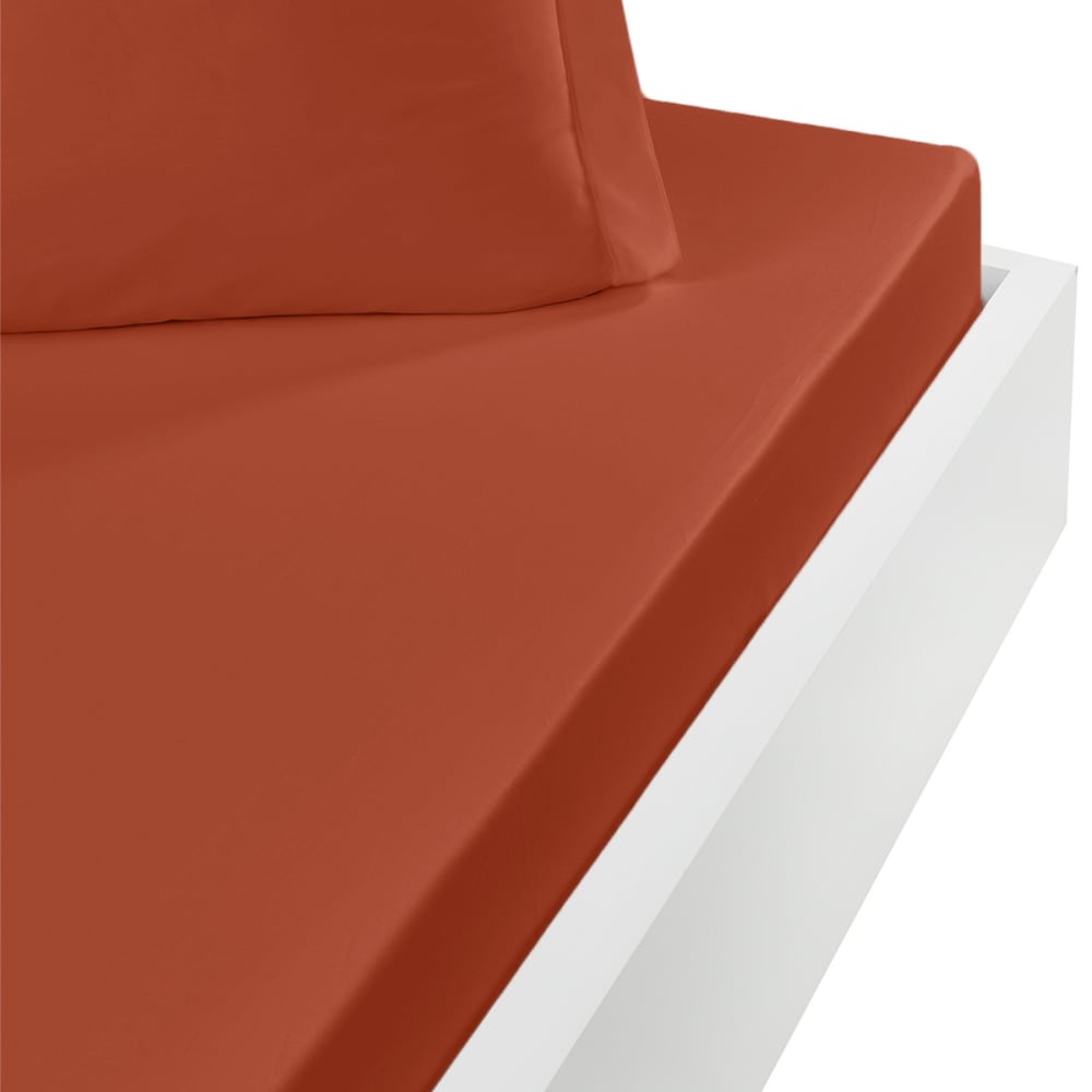 Ddrap housse en coton bonnet 30 cm auburn 200x200 cm
