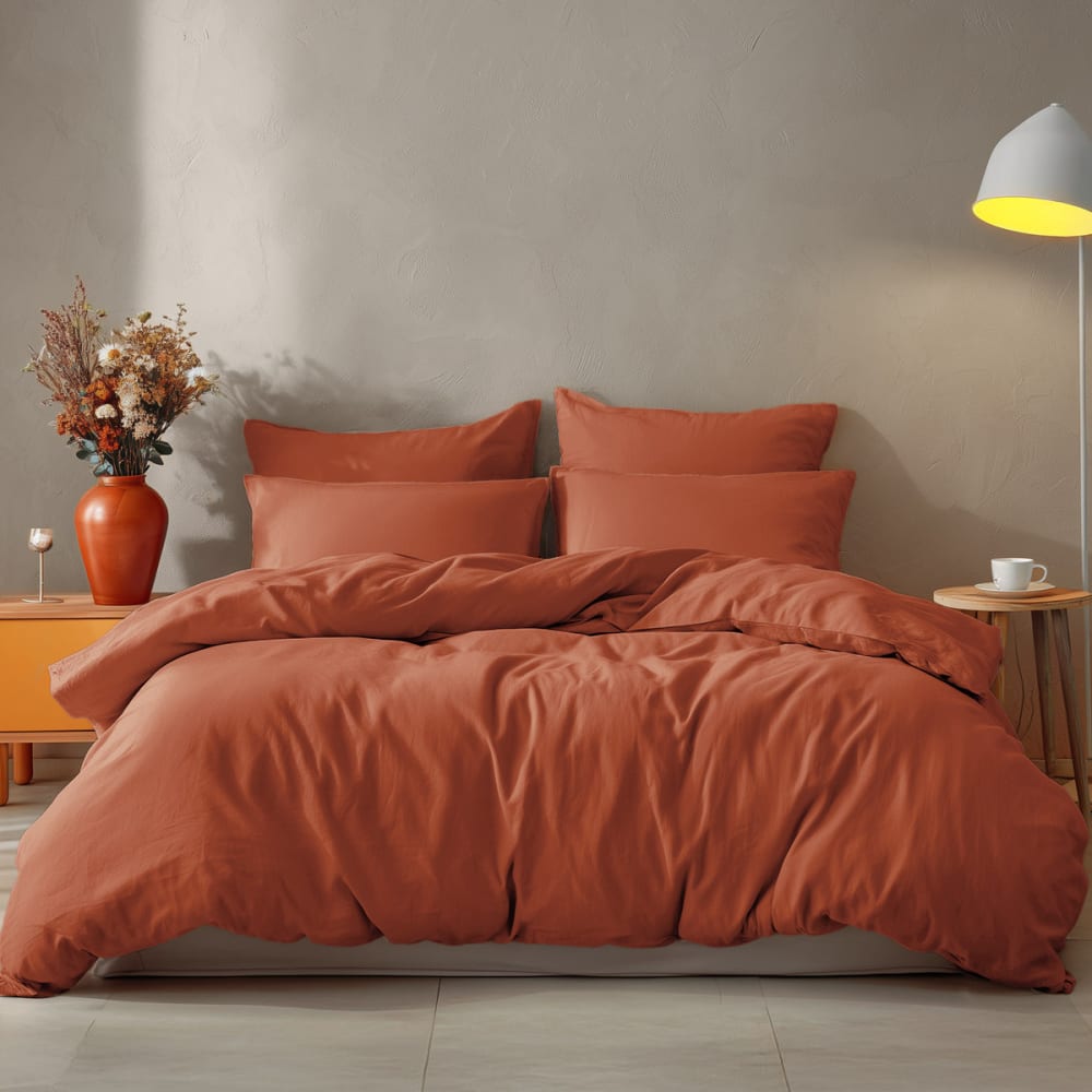 Drap housse en coton bonnet 30 cm auburn 200x200 cm - Maisons du Monde