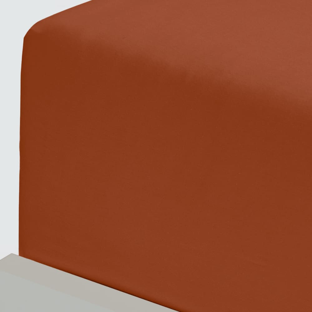 Drap housse flanelle coton bonnet 30 cm auburn 140x190 cm