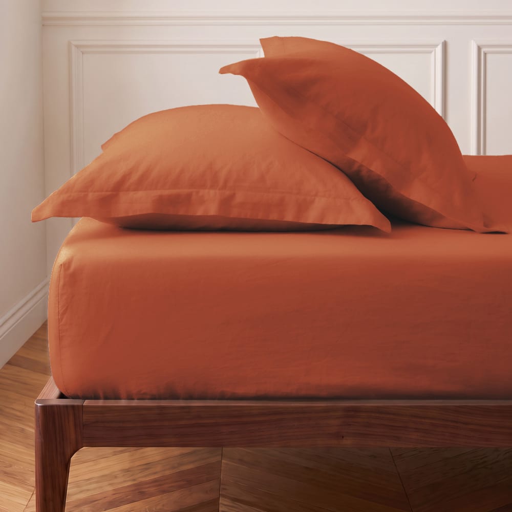 Sensei Maison Drap housse en coton bonnet 30 cm auburn 180x200 cm Rouge Certifié Oeko-Tex