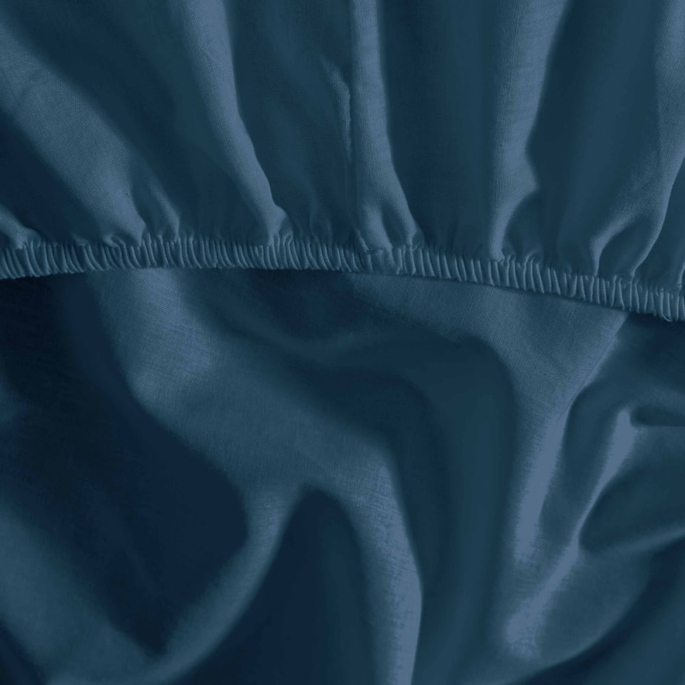 Drap housse flanelle coton bonnet 30 cm indigo 90x190 cm — vue 3