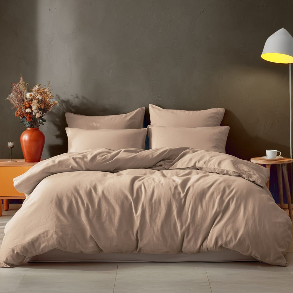 Drap housse en coton bonnet 30 cm moka 180x200 cm - Maisons du Monde