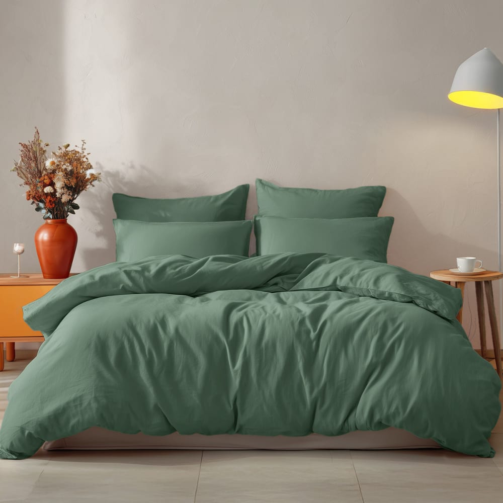 Drap housse en coton bonnet 30 cm lichen 80x200 cm - Maisons du Monde