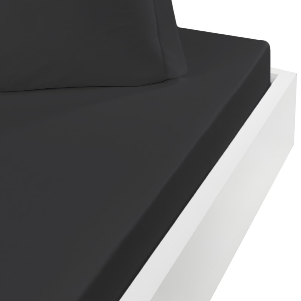 Drap housse en coton bonnet 30 cm anthracite 120x190 cm