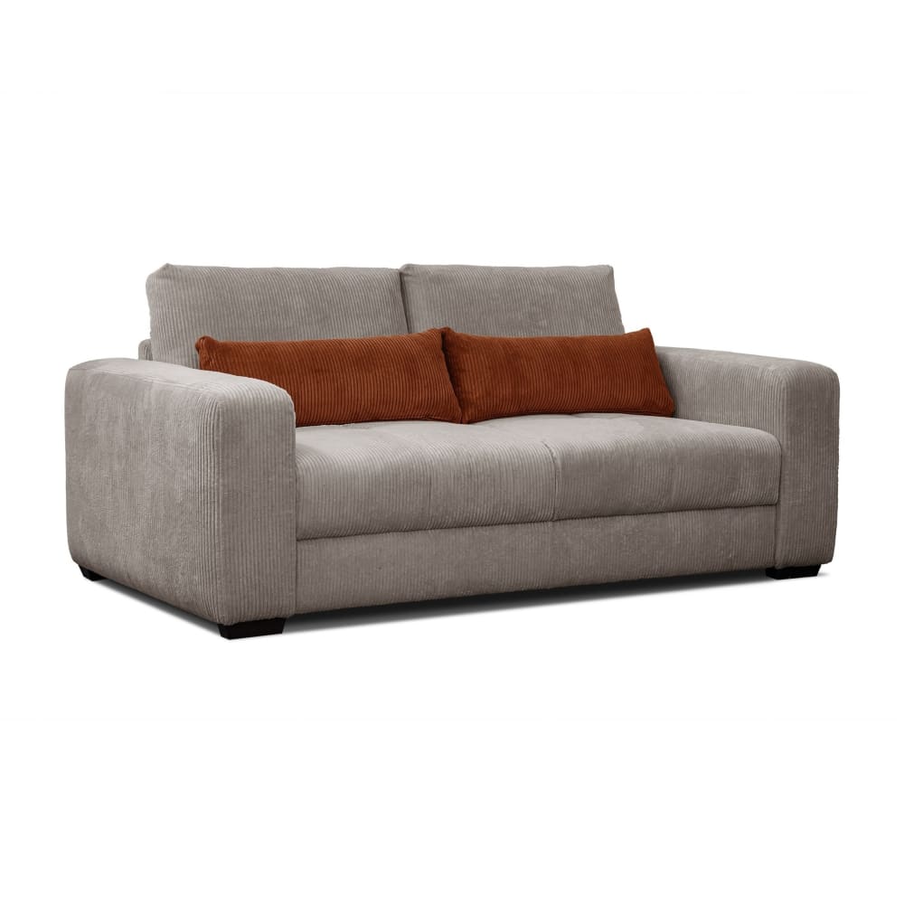 Wozimo Canapé droit 3 places tissu beige style contemporain - Velours