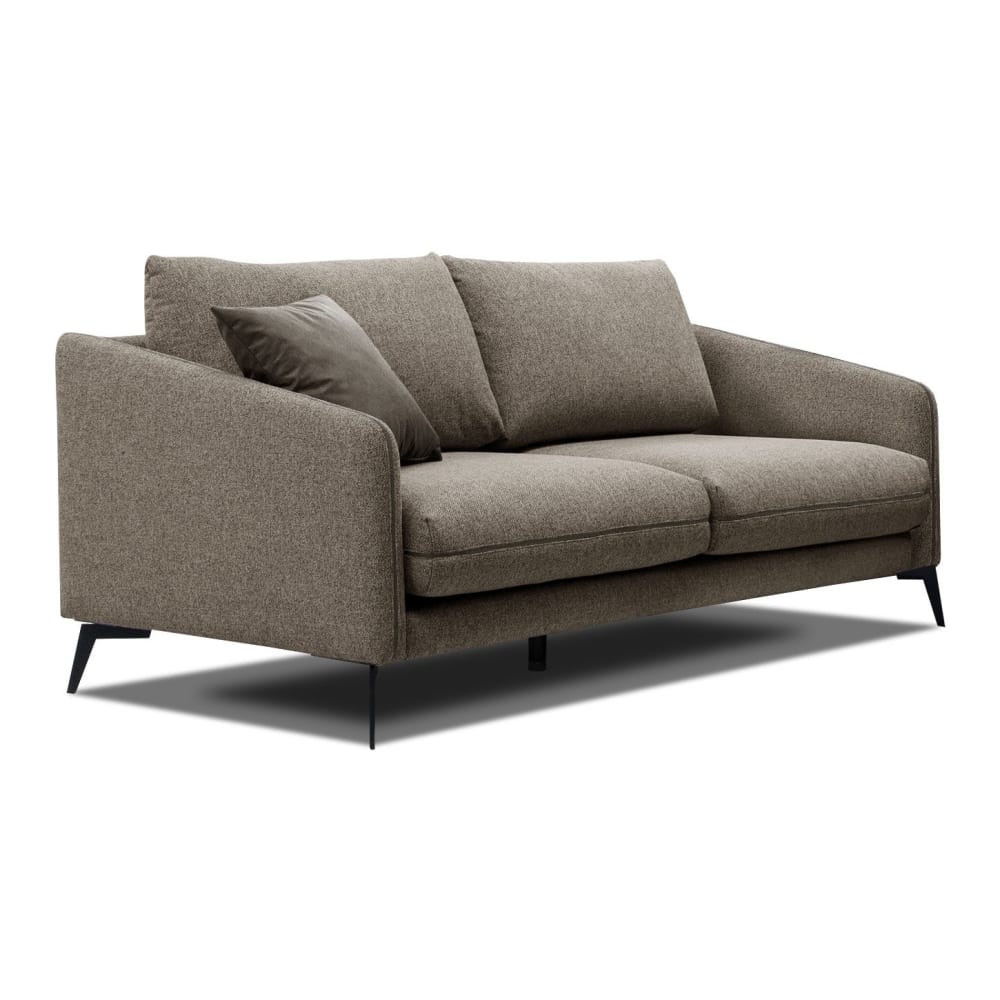 Canapé droit 3 places tissu marron noix