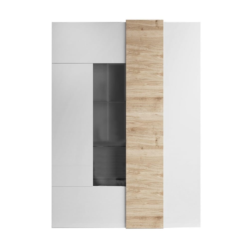 Vitrine 2 portes en verre sans éclairage - L121 cm - Blanc