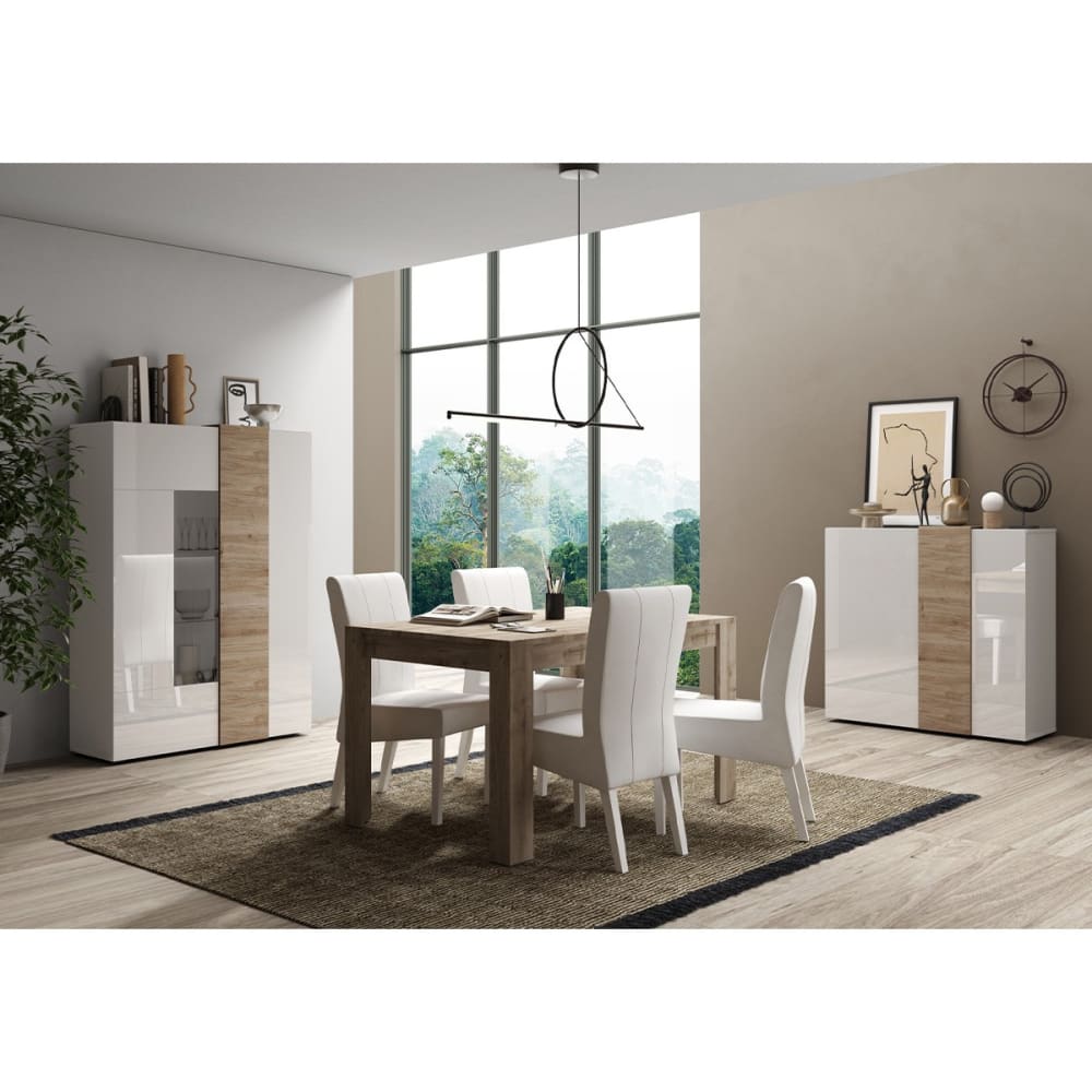 Vitrine 2 portes en verre sans éclairage - L121 cm - Blanc