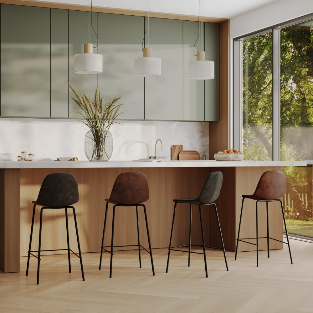 Pack 4 chaises pour îlot central marron et gris/noir 65 cm