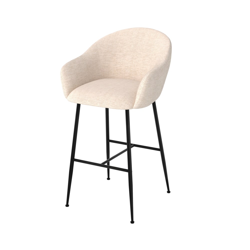 Maison Pavane Barstuhl aus meliertem weißem Stoff 76 cm style modern Beige Stoff