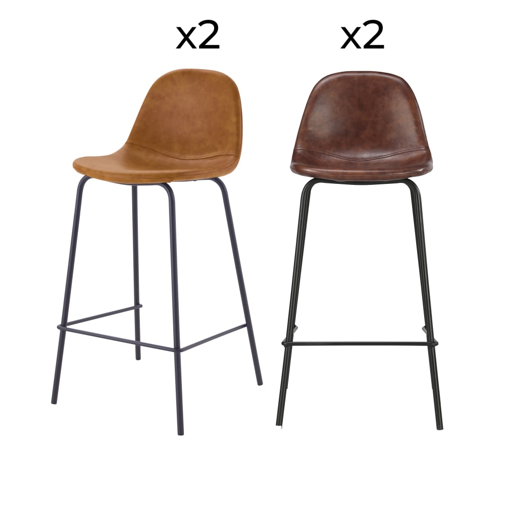 Maison Pavane Pack 4 Stühle für zentrale Insel camel und braun 65 cm style vintage - Pvc - Polyvinlychlorid