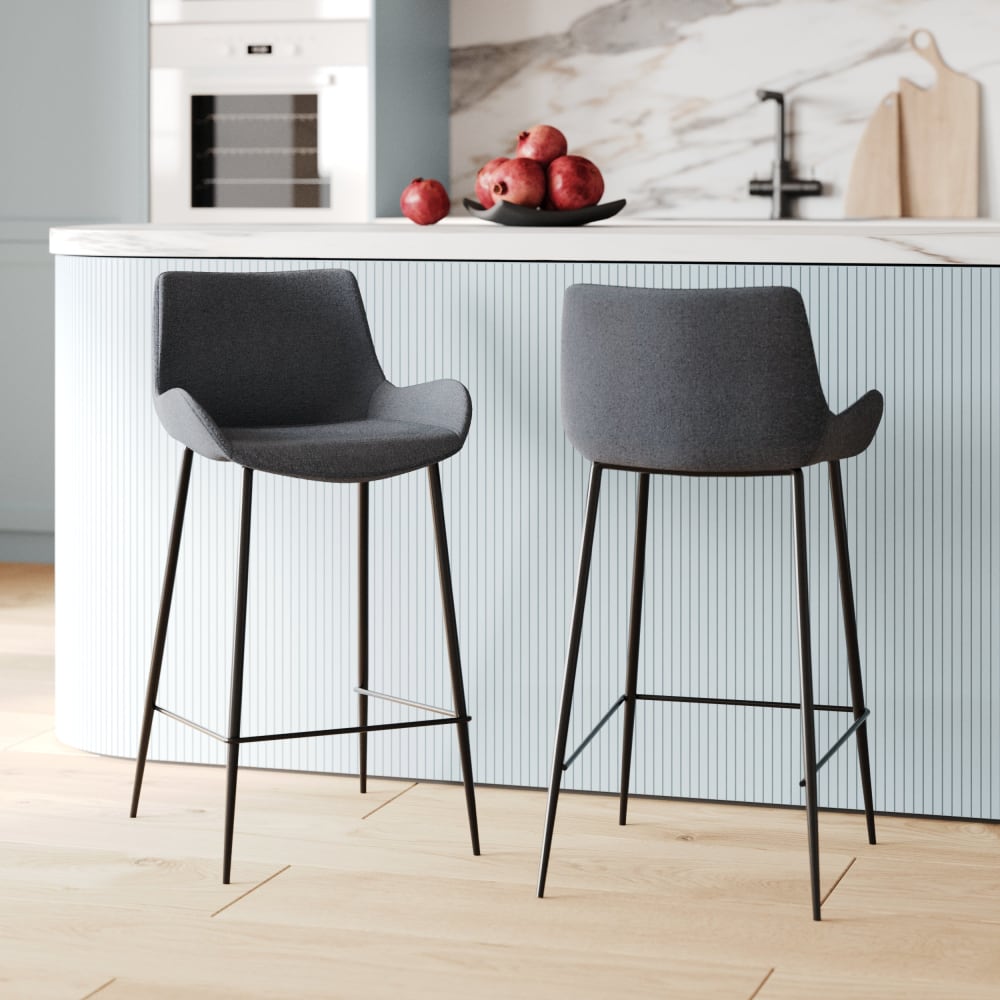 Lot de 2 chaises pour îlot central en tissu gris 65 cm - Maisons du Monde
