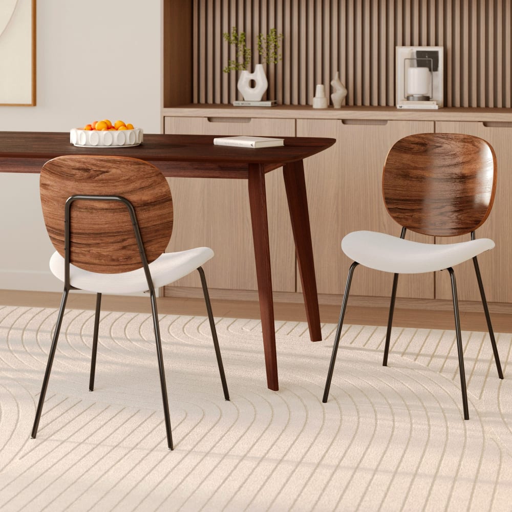 Lot de 2 chaises en tissu beige chiné et bois - Maisons du Monde