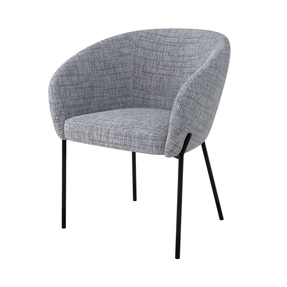 Maison Pavane Stuhl aus meliertem grau Stoff mit schwarzen Metallbeinen style modern - Stoff