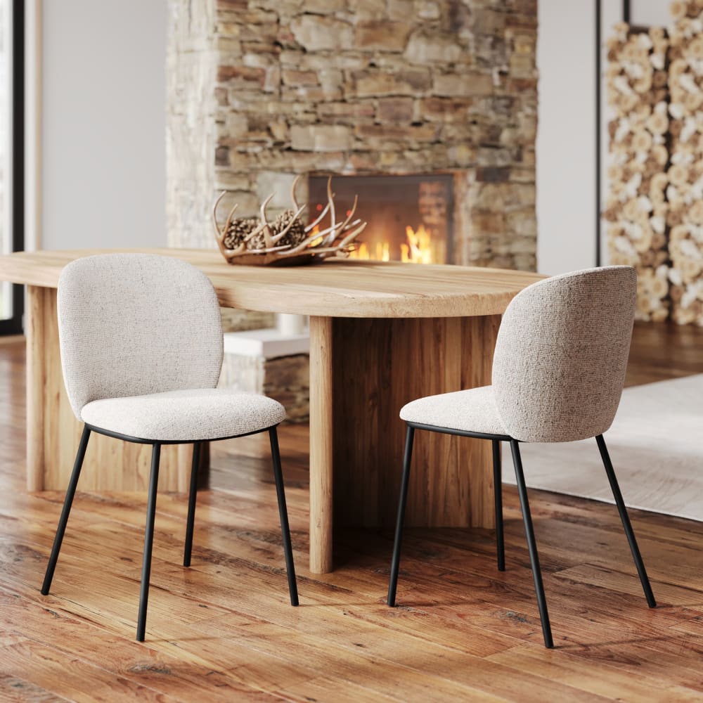 Lot de 2 chaises en tissu beige chiné