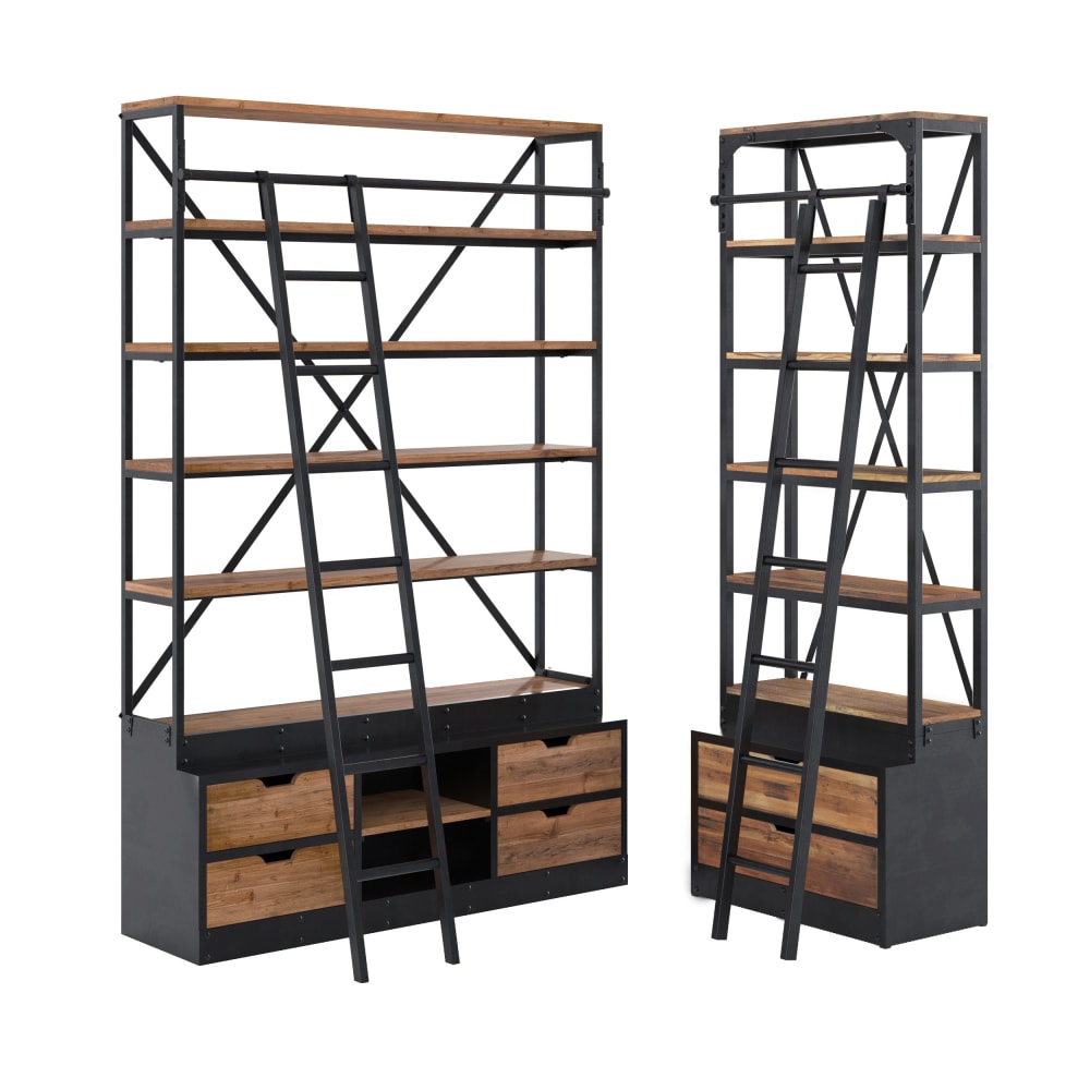 Maison Pavane Set aus 2 Holz- und Metallregalen style industrial Braun Holz