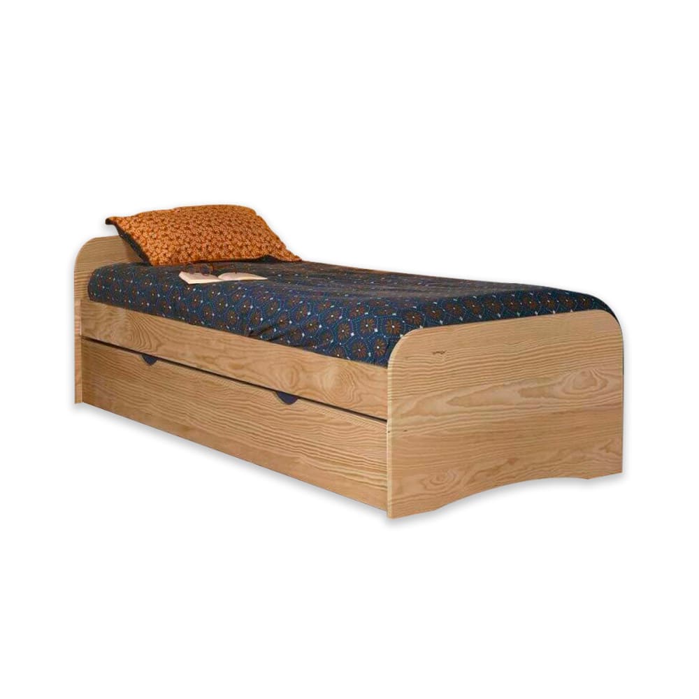 Pack lit gigogne avec 2 matelas bois massif 90x190 cm