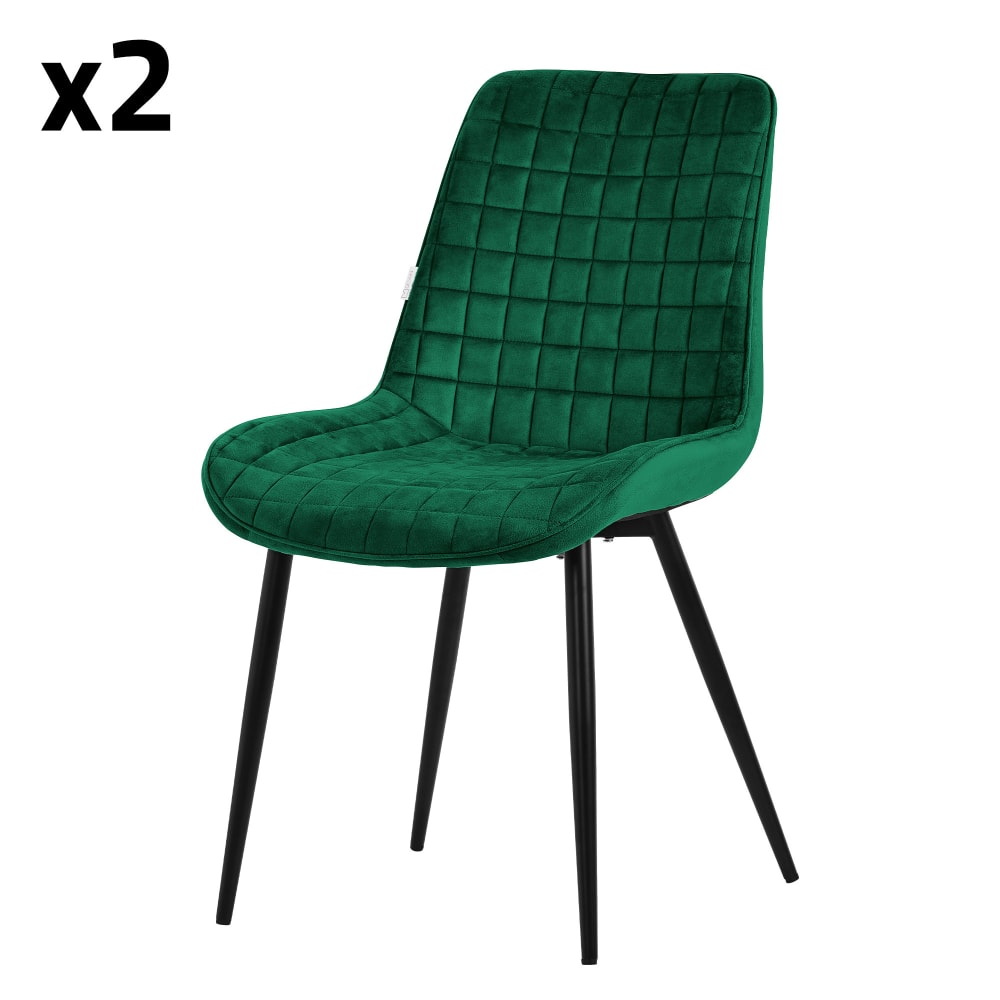 Lot de 2 chaises salle - velours vert