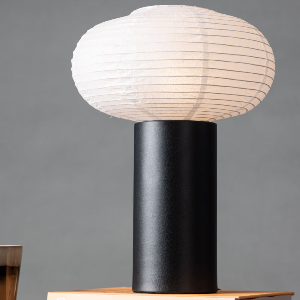 Lampe à poser en bois et papier - Noir — vue 3