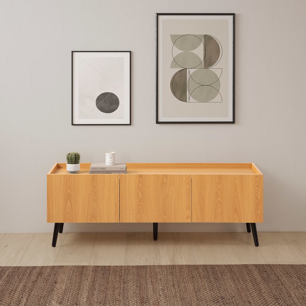 mueble tv 3 puertas color roble
