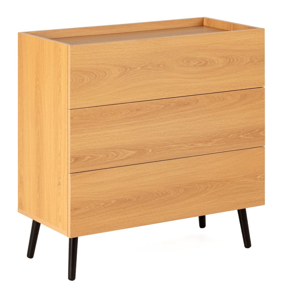 HOMN Kommode 3 schubladen Eichenfarbe style modern Braun Spanplatte
