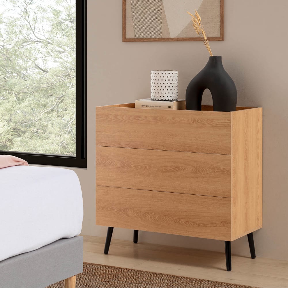 Commode 3 tiroirs couleur Chêne - Maisons du Monde