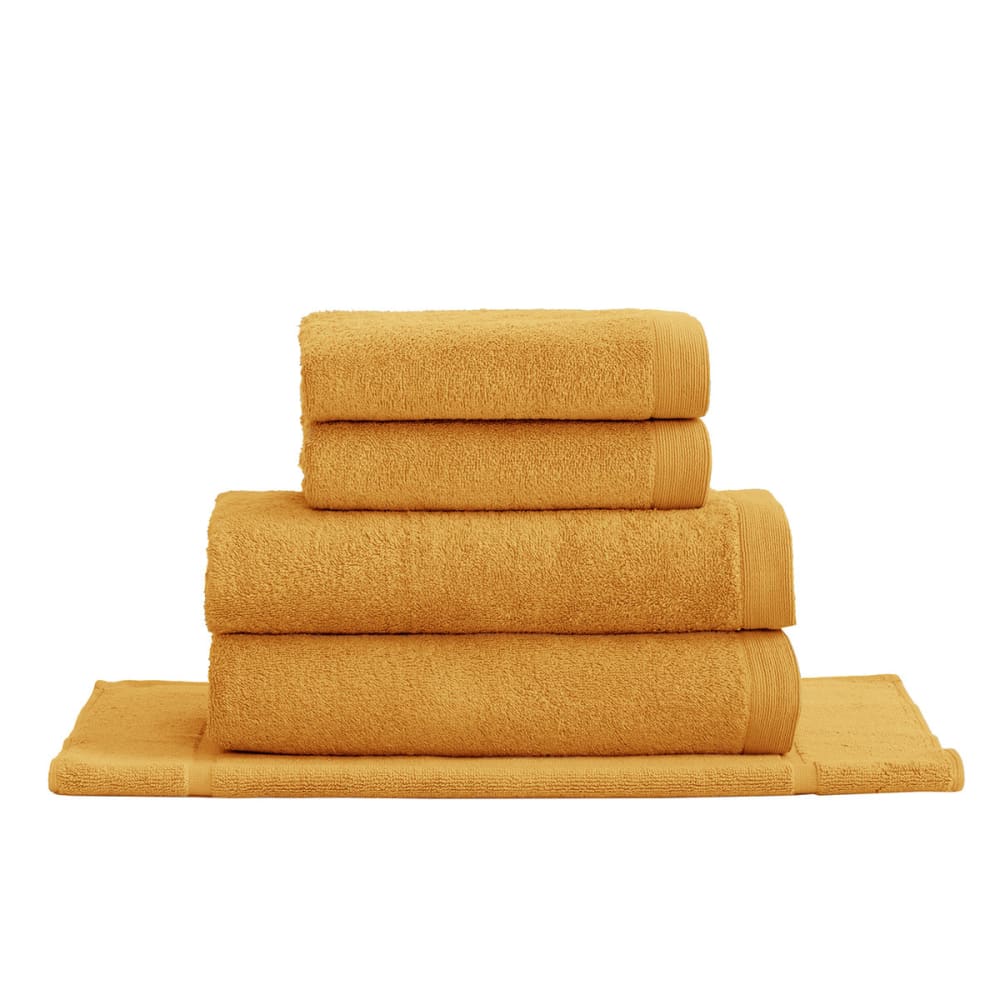 Sensei Maison Ensemble de bain avec tapis 5 pièces caramel Orange Certifié Oeko-Tex Coton