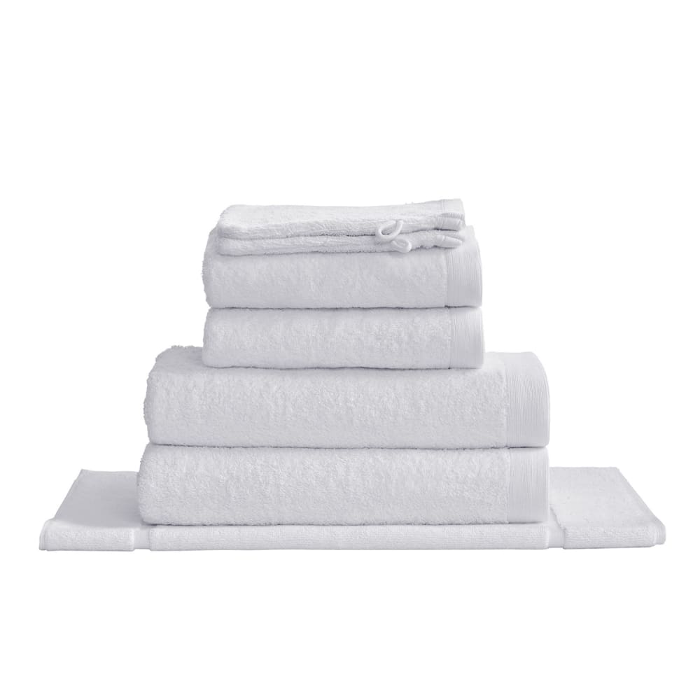 Eensemble de bain avec tapis 7 pièces blanc
