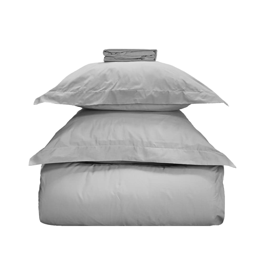 Parure 4 pièces lit 2 personnes gris perle housse de couette 240x220 - Maisons du Monde