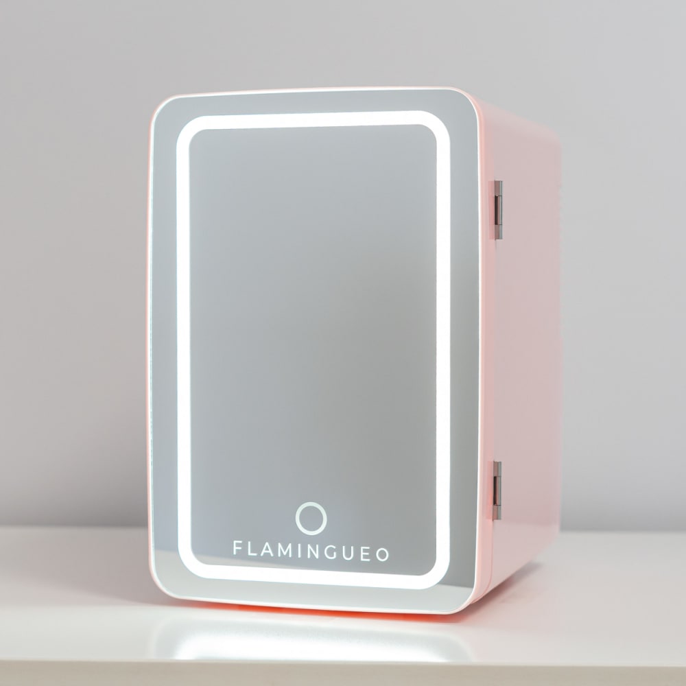 Mini Kühlschrank Kosmetik 6,5L mit Spiegel und LED, Rosa -