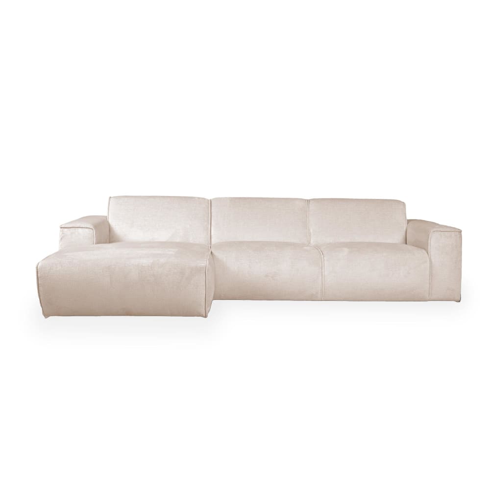 MOBILIER DECO Canapé d'angle en tissu beige - angle gauche