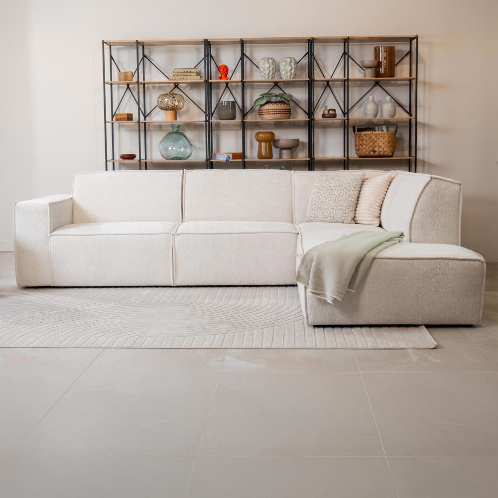 Canapé d'angle en tissu beige - angle droit - Maisons du Monde
