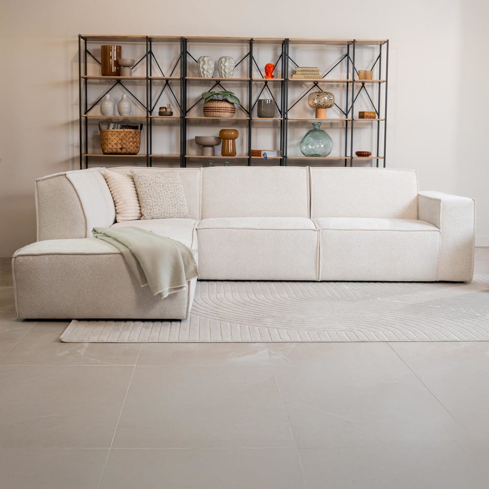 Canapé d'angle en tissu beige - angle gauche - Maisons du Monde