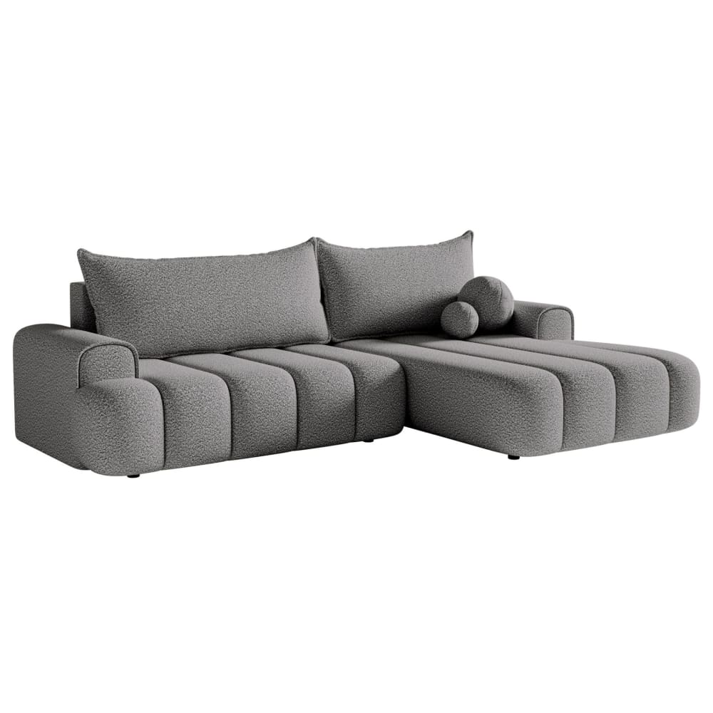 Canapé d'angle convertible côté droit en bouclette gris