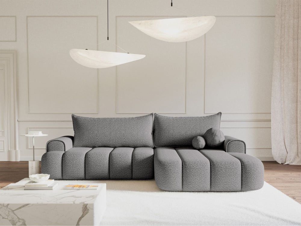 Canapé d'angle convertible côté droit en bouclette gris - Maisons du Monde