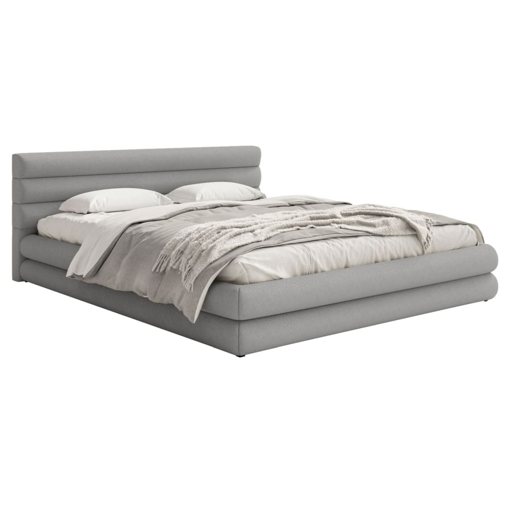 Selsey Polsterbett 140x200 mit Chenille-Bezug und Stauraum, hellgrau style modern - Stoff
