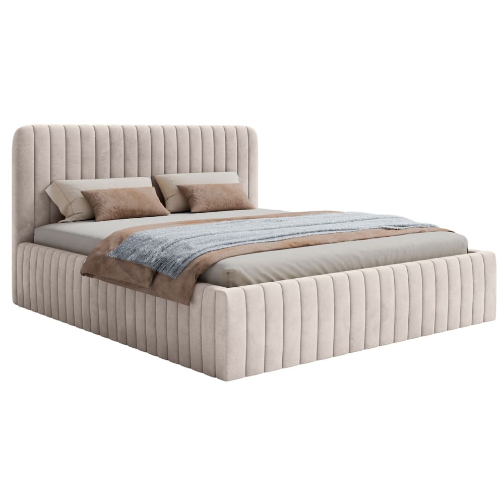 Selsey Polsterbett 180x200 mit Samtbezug und Stauraum, grau-beige style modern Taupe Stoff