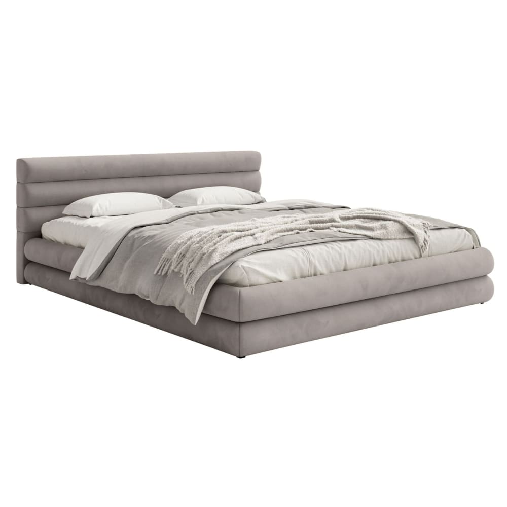 Selsey Polsterbett 180x200 mit wasserfestem Samtbezug und Stauraum, hellgrau style modern - Stoff