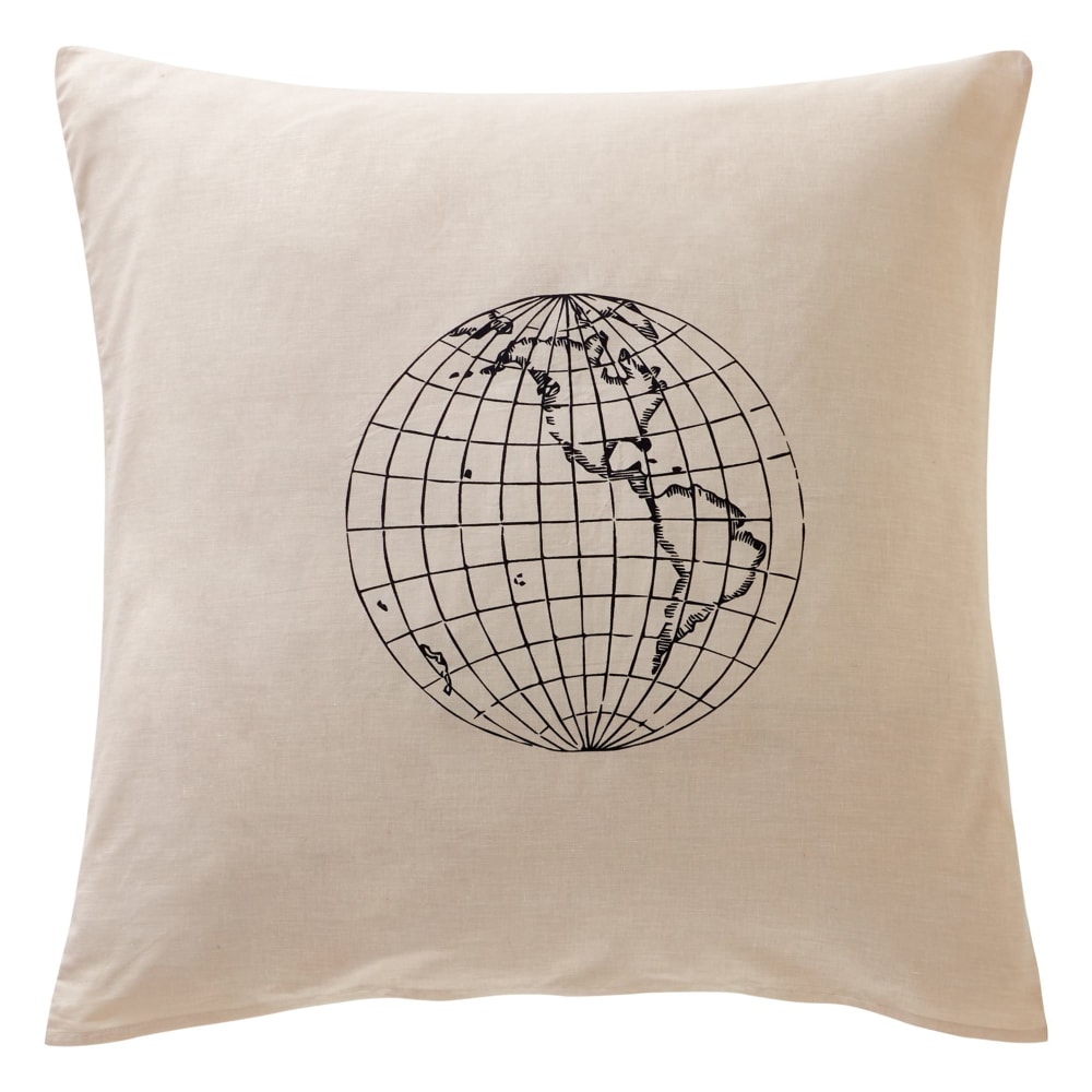 Taie sac en coton gris 50x70cm