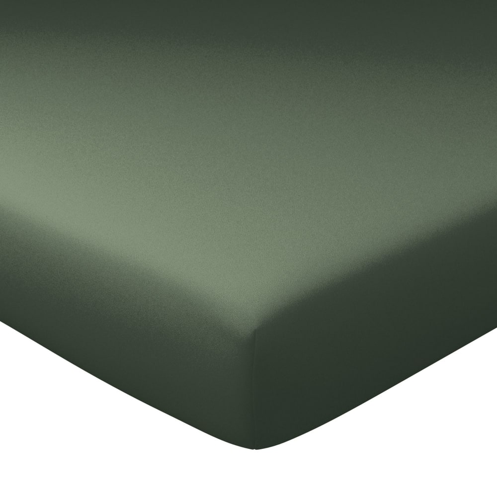 Drap-housse grand bonnet en coton vert kaki 140x200x32cm