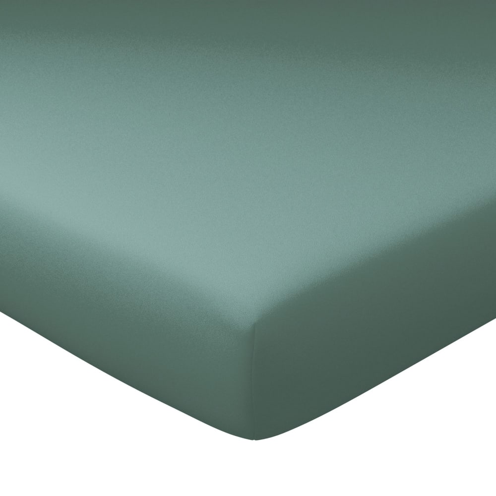 Drap-housse grand bonnet en coton vert eucalyptus 140x200x32cm