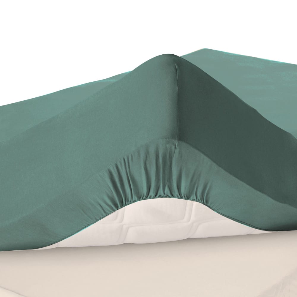 Drap-housse grand bonnet en coton vert eucalyptus 140x200x32cm — vue 3