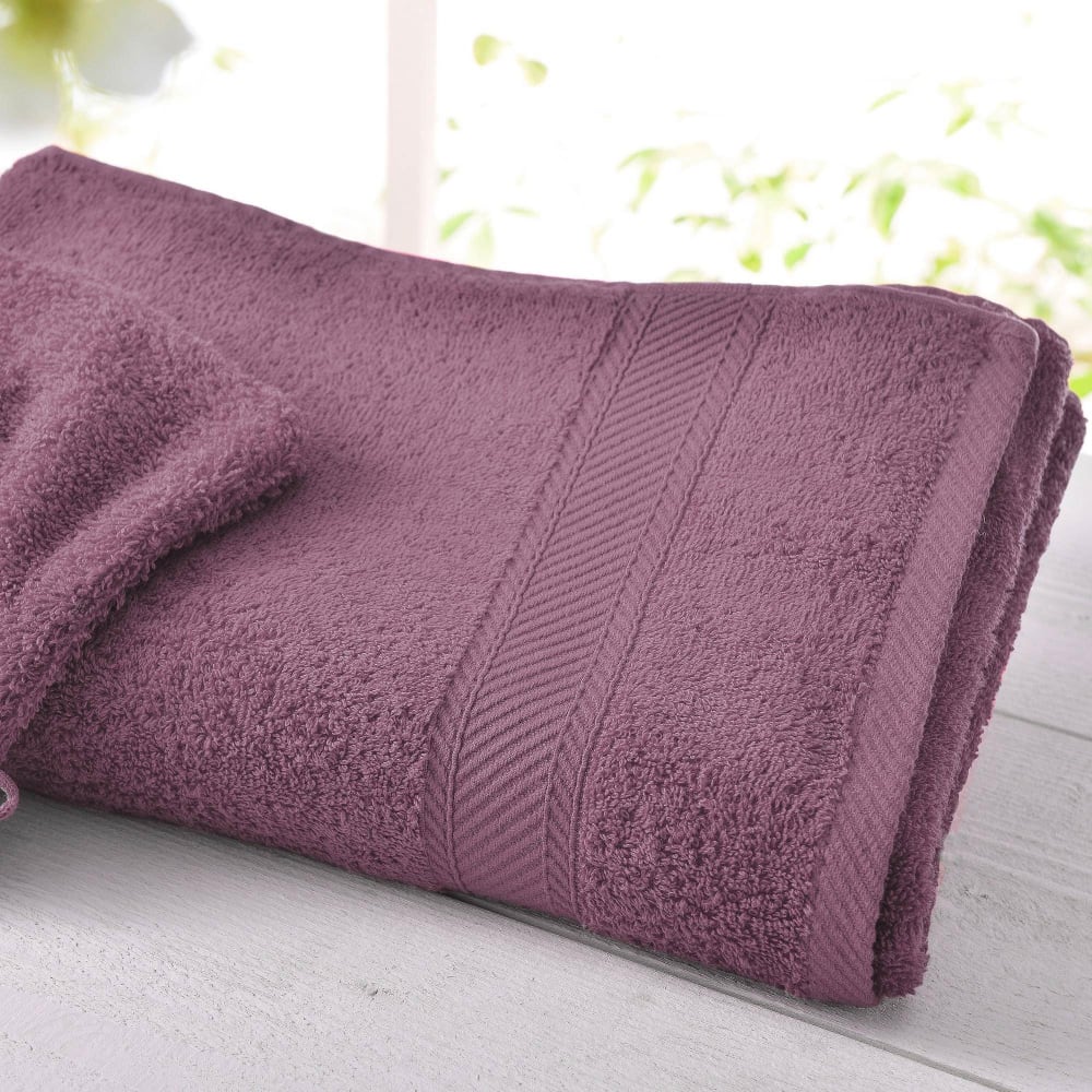 Drap de bain en coton violet prune 100x150cm Drap de bain en coton violet prune 100x150cm