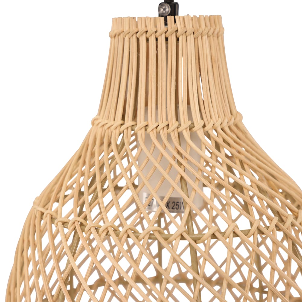 Suspension couleur naturelle en rotin — vue 3