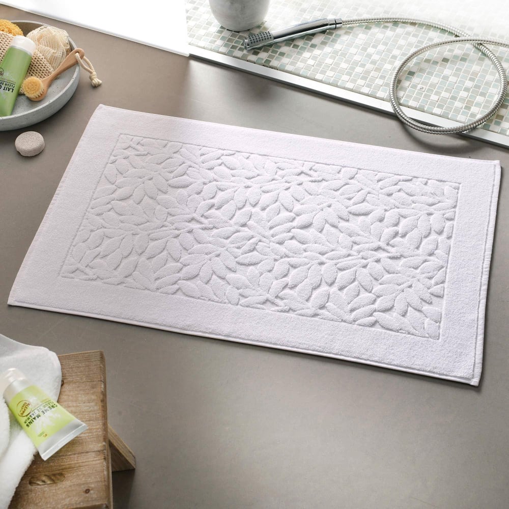 Tapis de bain en coton blanc craie 60x100cm — vue 4